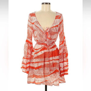 Alexis Boho Silk Orange Printed Dress- Size Medium